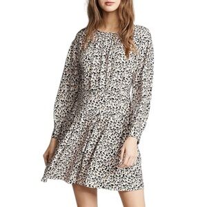 Rebecca Taylor Leopard Print Long Sleeve Silk Dress - Caramel Combo - Size 6